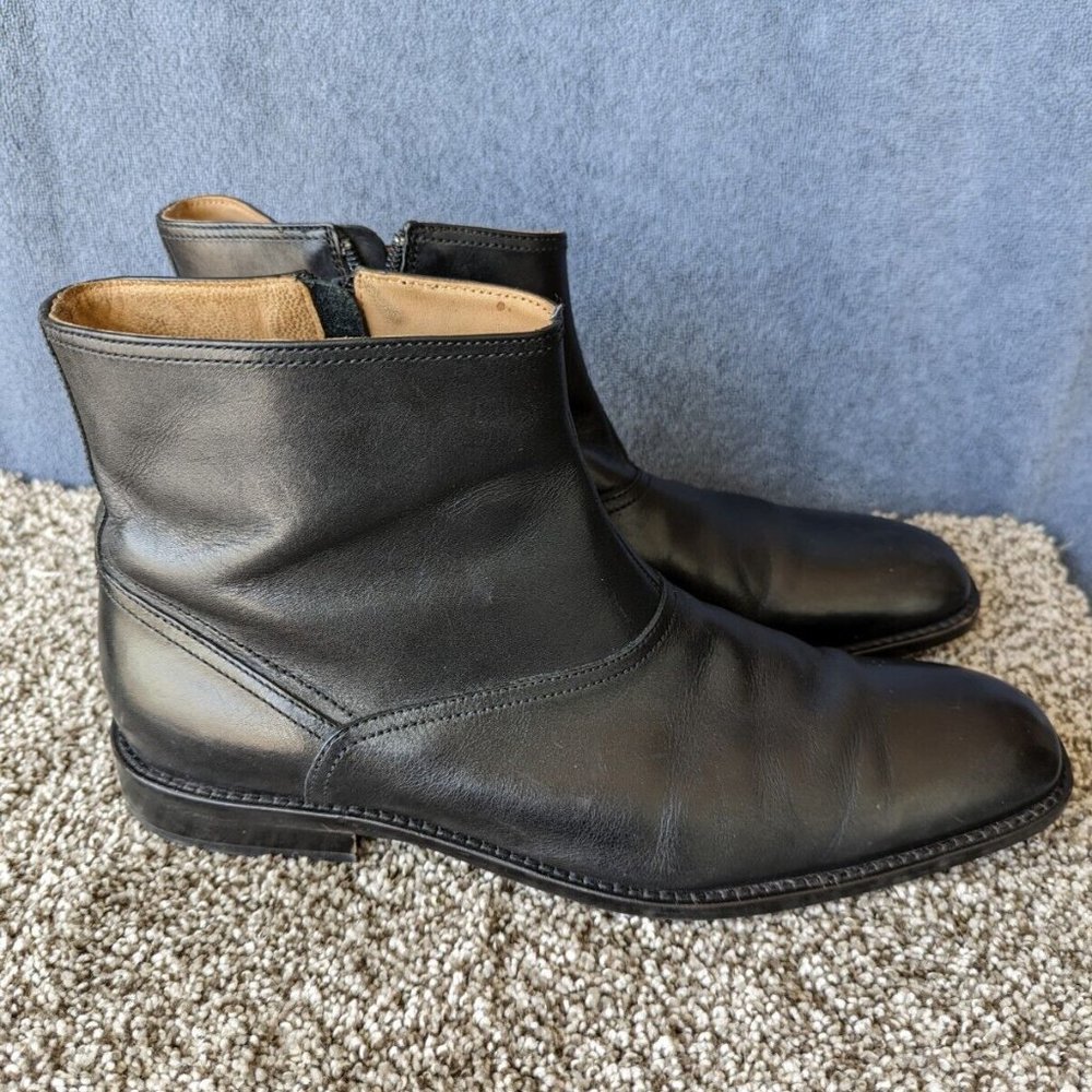 Johnston & Murphy Mens Size 10.5M Black Leather Zip Up Boots Flex System